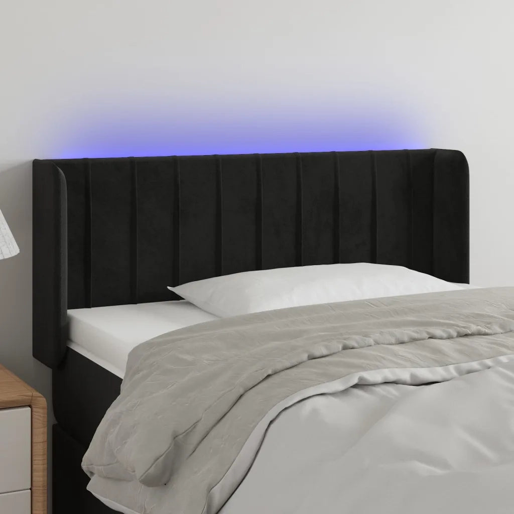 Testiera a LED-Testata con LED Nera 93x16x78/88 cm in Velluto 772312