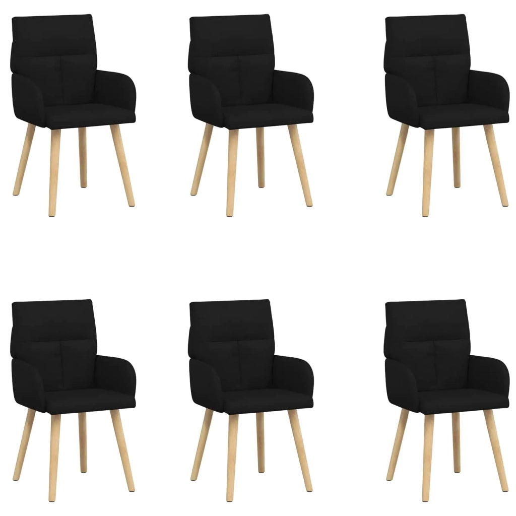 Sedie da pranzo 6 pz Tessuto Nero 60 x 56 x 85 cm 3428367