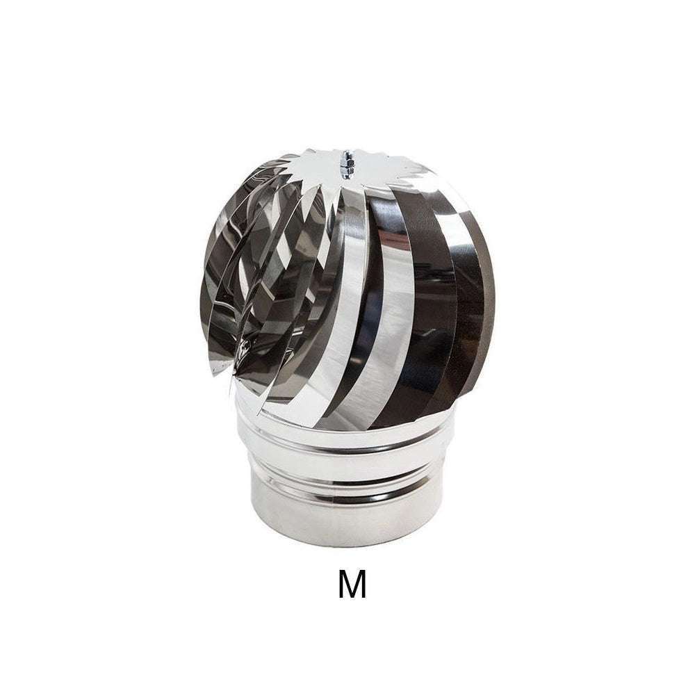 Fumaiolo da 80mm tipo radiante eolico inox aisi 304 base tonda innesto m maschio