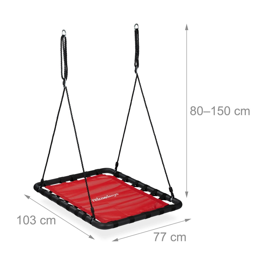Altalena nido rettangolare regolabile giardino 120 x 80 x 20 cm seduta comoda stile moderno in tessuto rosso 13_0011775