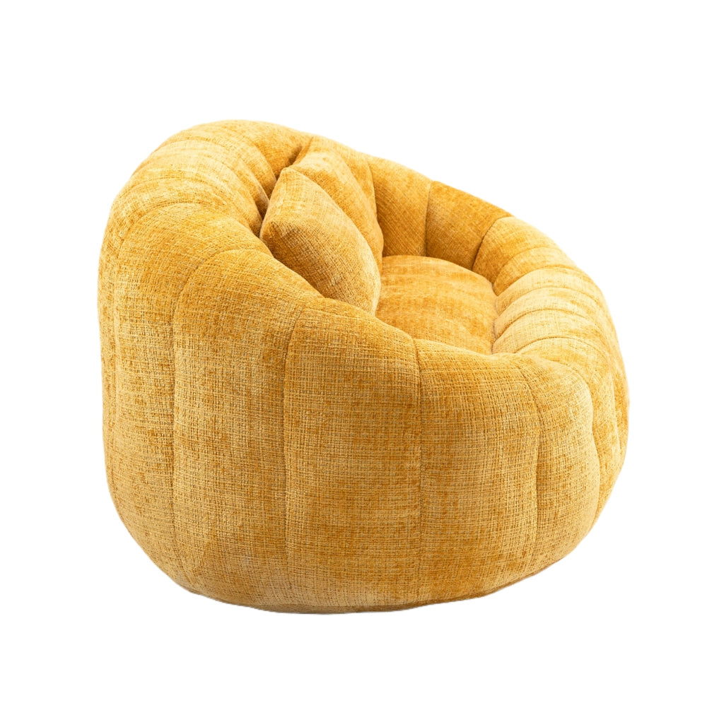 Pouf letto 150x95x63 cm con schienale e braccioli in chenille giallo