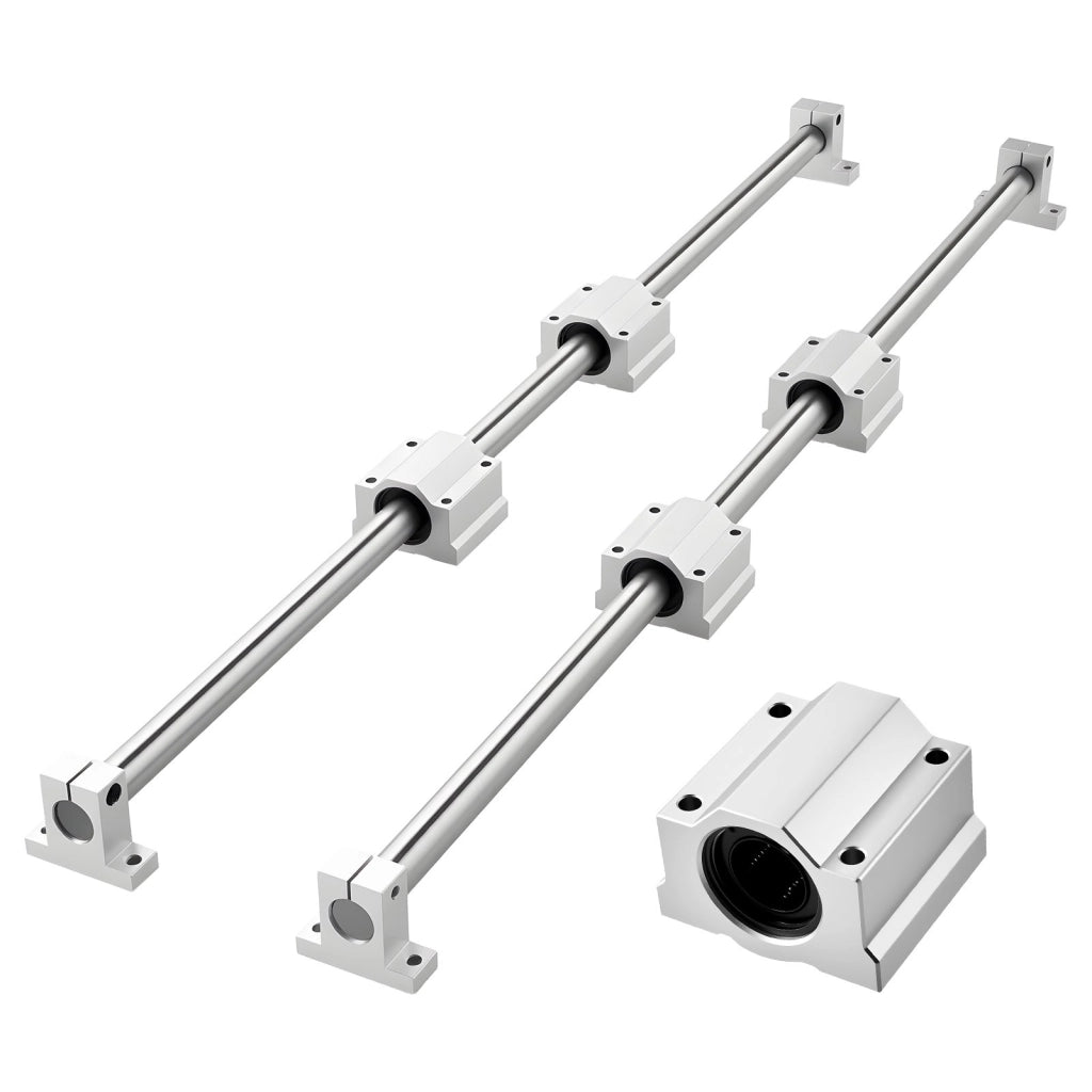 Kit 2 Guide Lineari SFC25 da 1000 mm e 4 Blocchi SC25 Diametro 25 mm in Acciaio e Alluminio per Fai da Te CNC e Officina