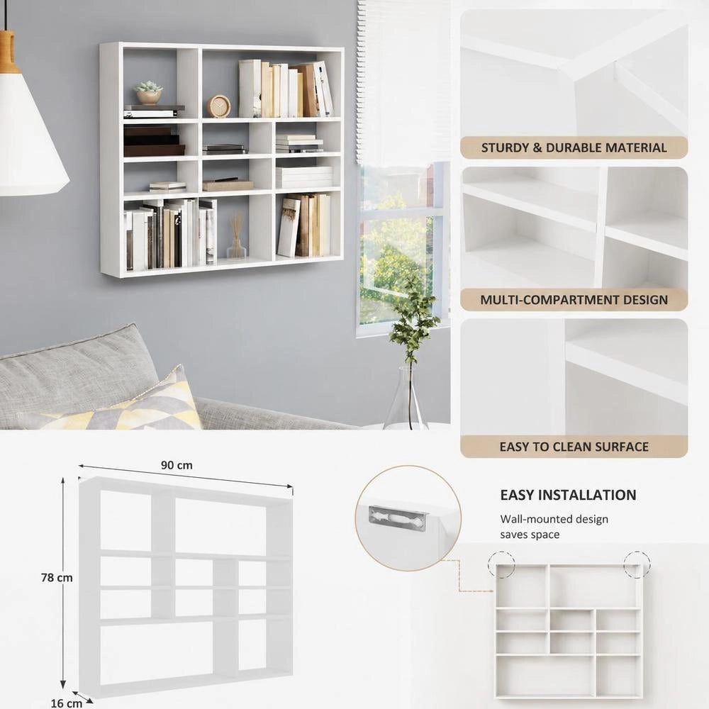 Wall Shelf White 90x16x78 Cm Wood Composite