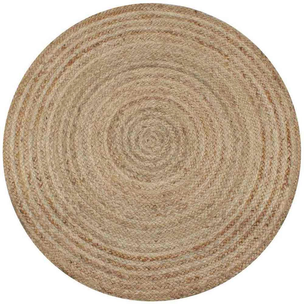Round Jute Braided Rug 150 Cm, Natural Woven Floor Carpet For Living Room Bedroom Dining Area, Boho Farmhouse Home Decor