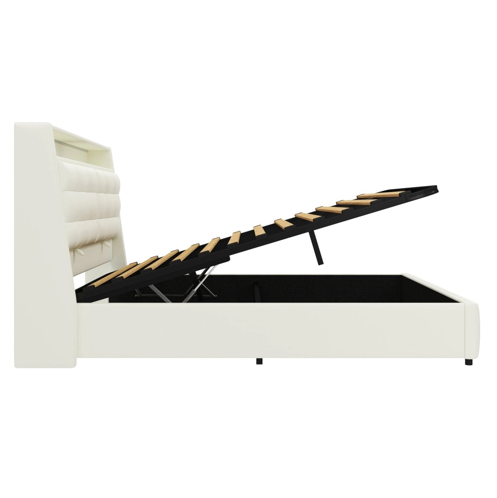 Letto piattaforma 160x200 con LED, USB e spazio contenitivo