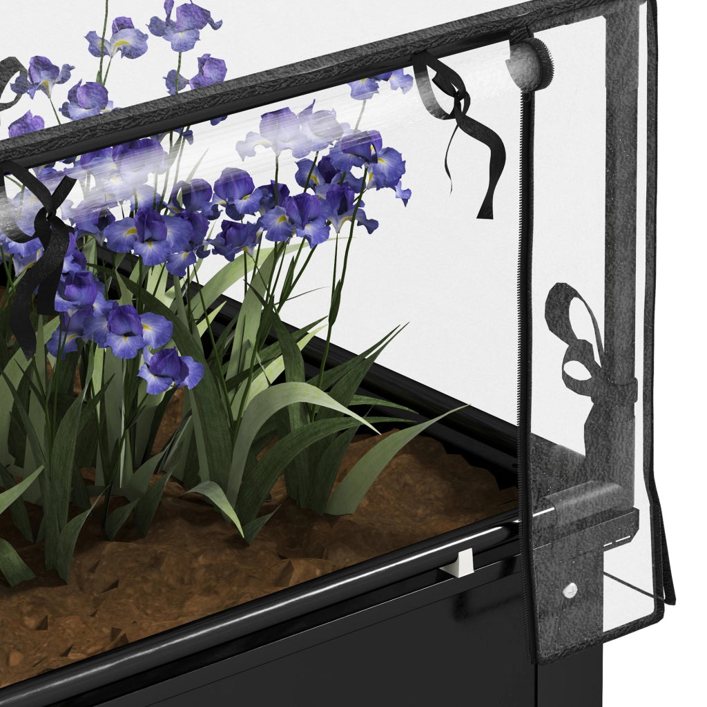 AIUOLA Rialzata con Copertura 60x60x120 cm Acciaio Nero per Giardino e Balcone