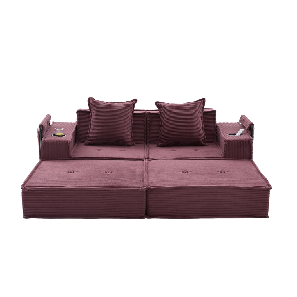 Divano Letto 2 Posti con Poggiapiedi e Cuscini ¨C MINIMAL ¨C Tessuto