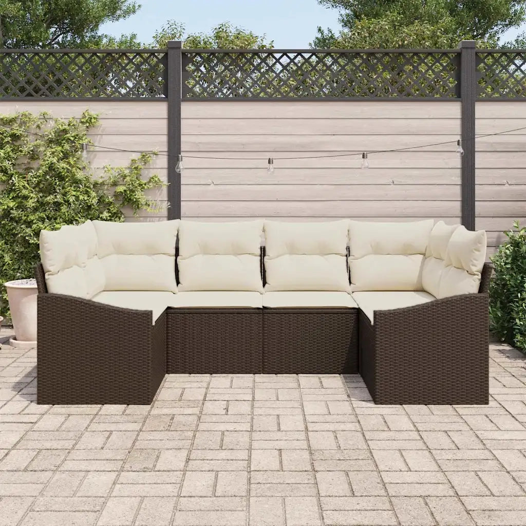 Set Divano da Giardino 6 pcs Marrone e Crema polyrattan 3355527