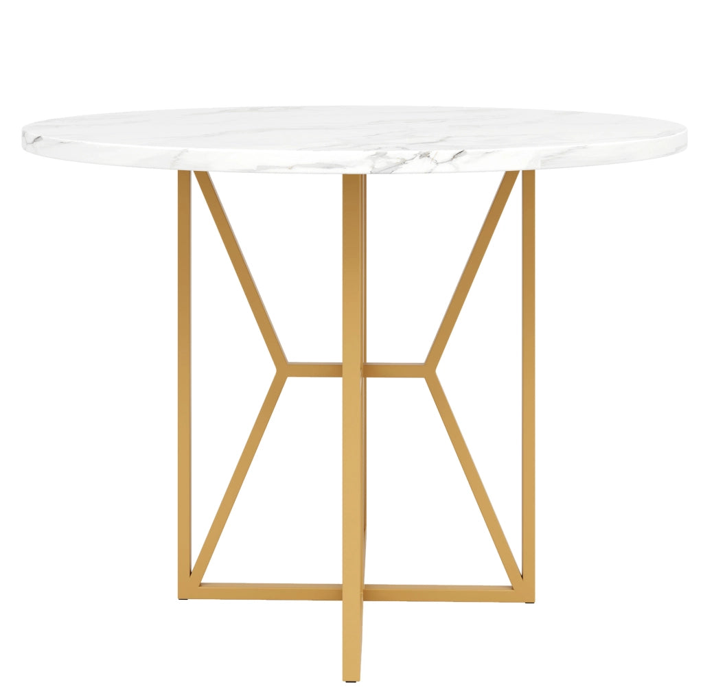 TAVOLO DA PRANZO 80x80x76 cm MDF e metallo colore oro