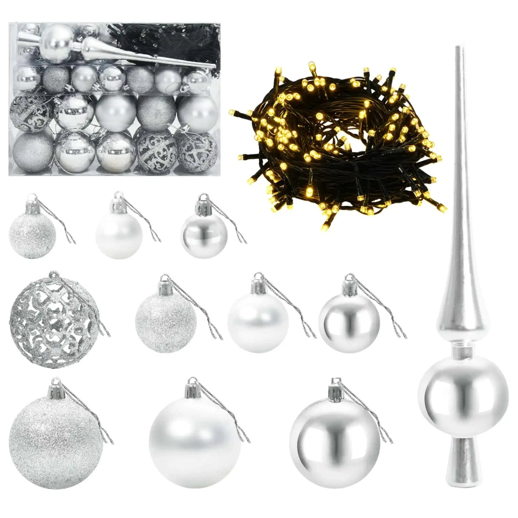 Albero di Natale artificiale con palline 120 cm 150 LED 3465953