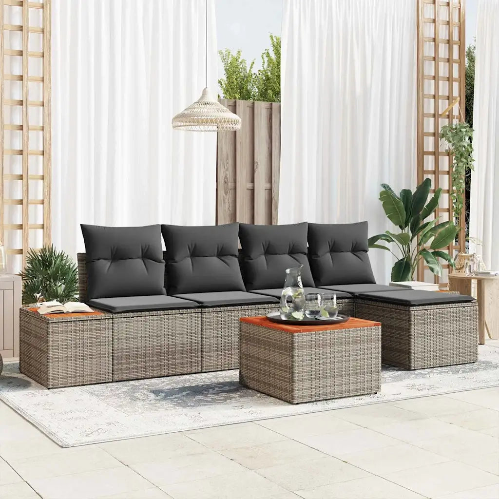 Set Divano da Giardino con cuscino 6 pcs Grigio Polyrattan 3356739