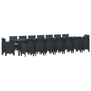Set da pranzo da giardino con cuscini 17 pcs Antracite PP