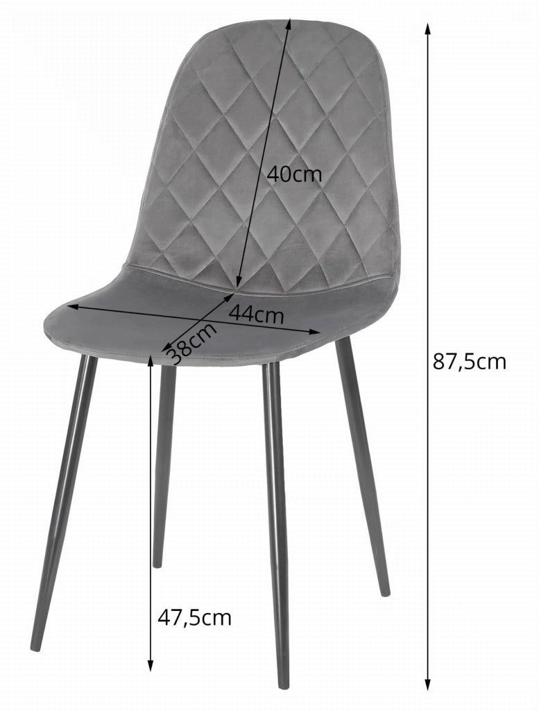 Sedia Valora DAPI in velluto blu navy con gambe in metallo x2
