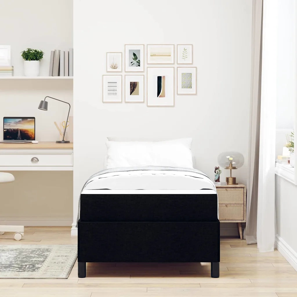 Letto a molle Nero 100 x 200 cm Tessuto