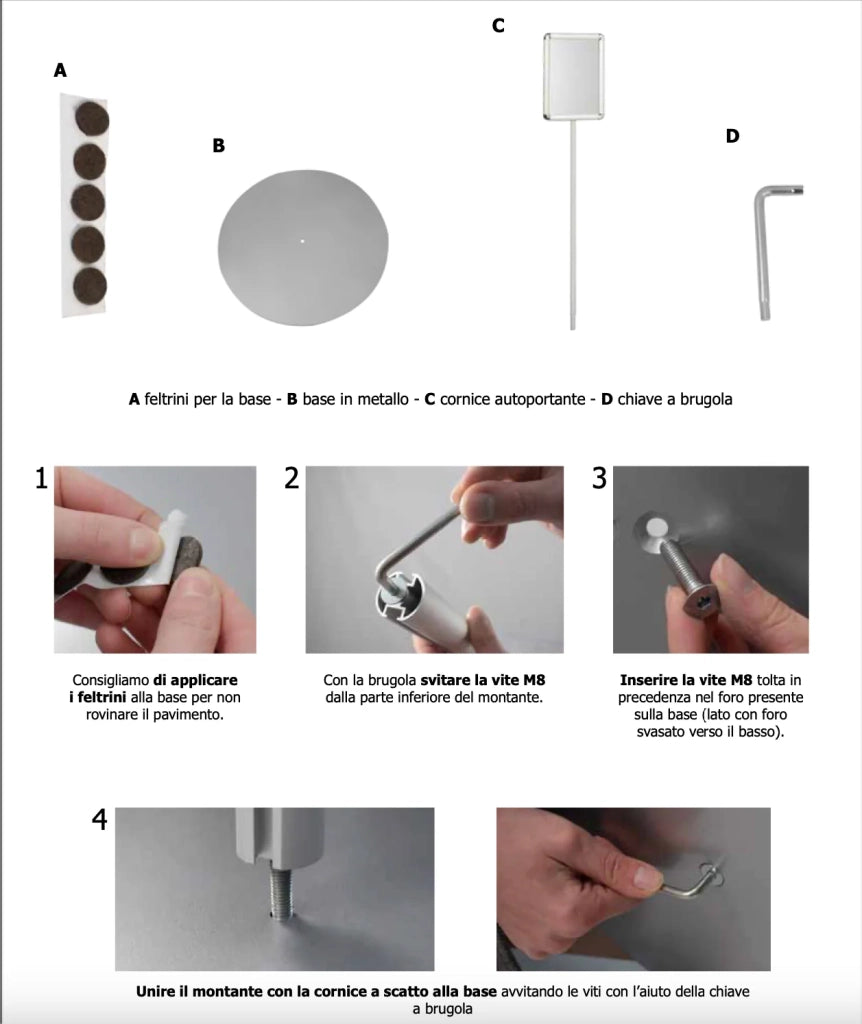Porta Comunicazioni con Cornice A4 NERA - Bifacciale Alluminio