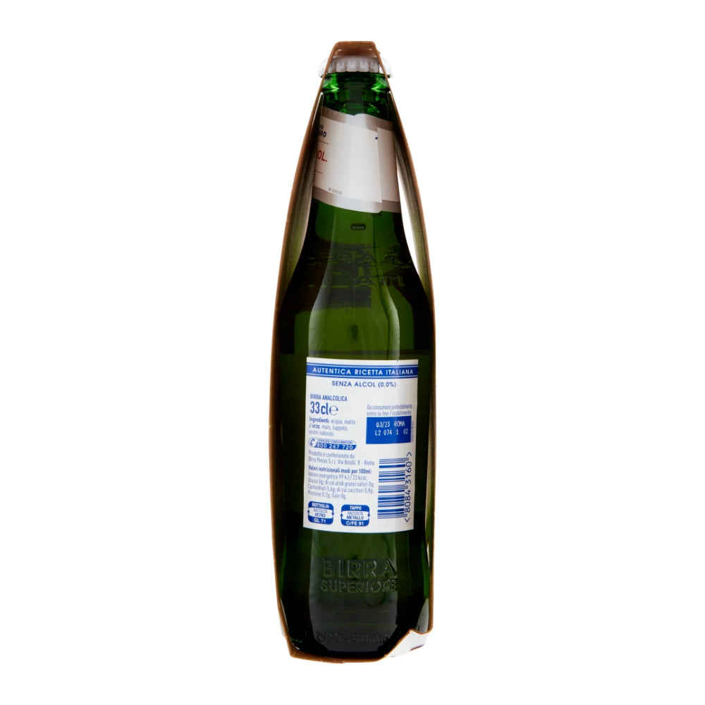 Birra peroni nastro azzurro zero alcol confezione 12 bottiglie da 33 cl