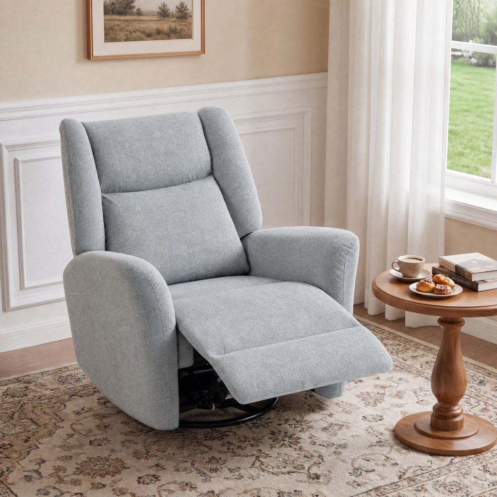 Poltrona Relax Girevole con Poggiapiedi ¨C Xylo ¨C Grigio Chiaro