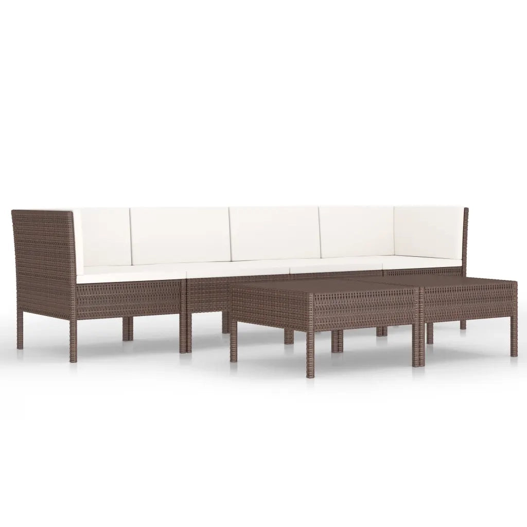 Set Divani da Giardino 6 pz | Set Salotto da Giardino con Cuscini in Polyrattan Marrone