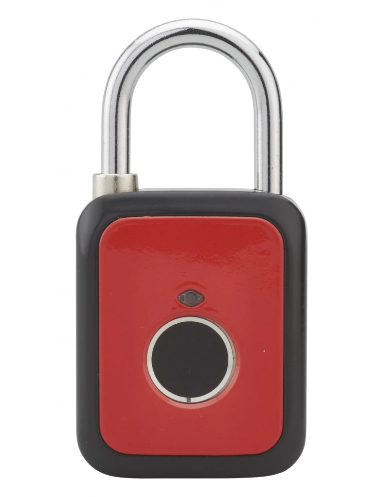 Lucchetto biometrico a impronta digitale, da esterno, arco in acciaio, 45 mm, rosso – THIRARD
