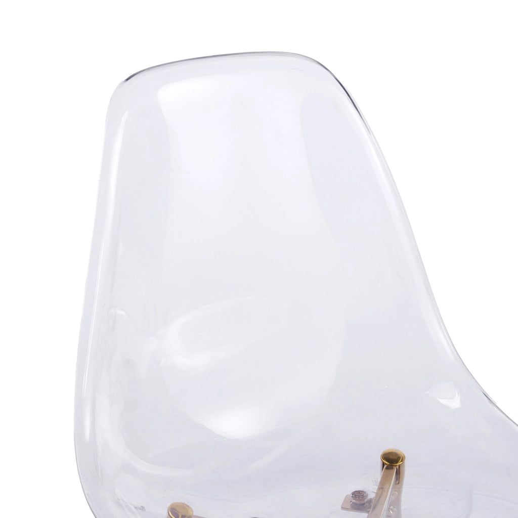 Sedia moderna trasparente con gambe dorate, in ABS e metallo, facile da montare