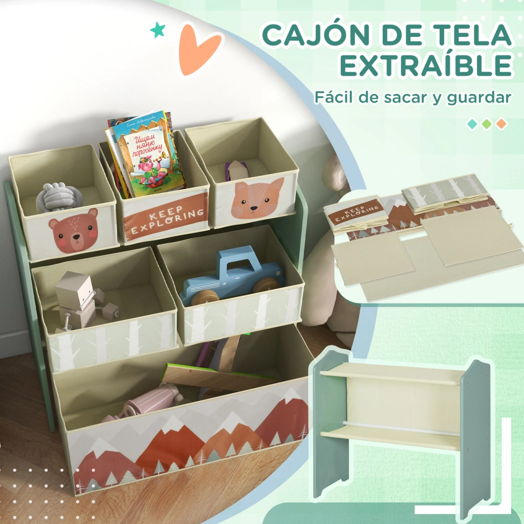 Organizzatore Giocattoli per Bambini ¨C zephmum ¨C Verde 63x30x66 cm