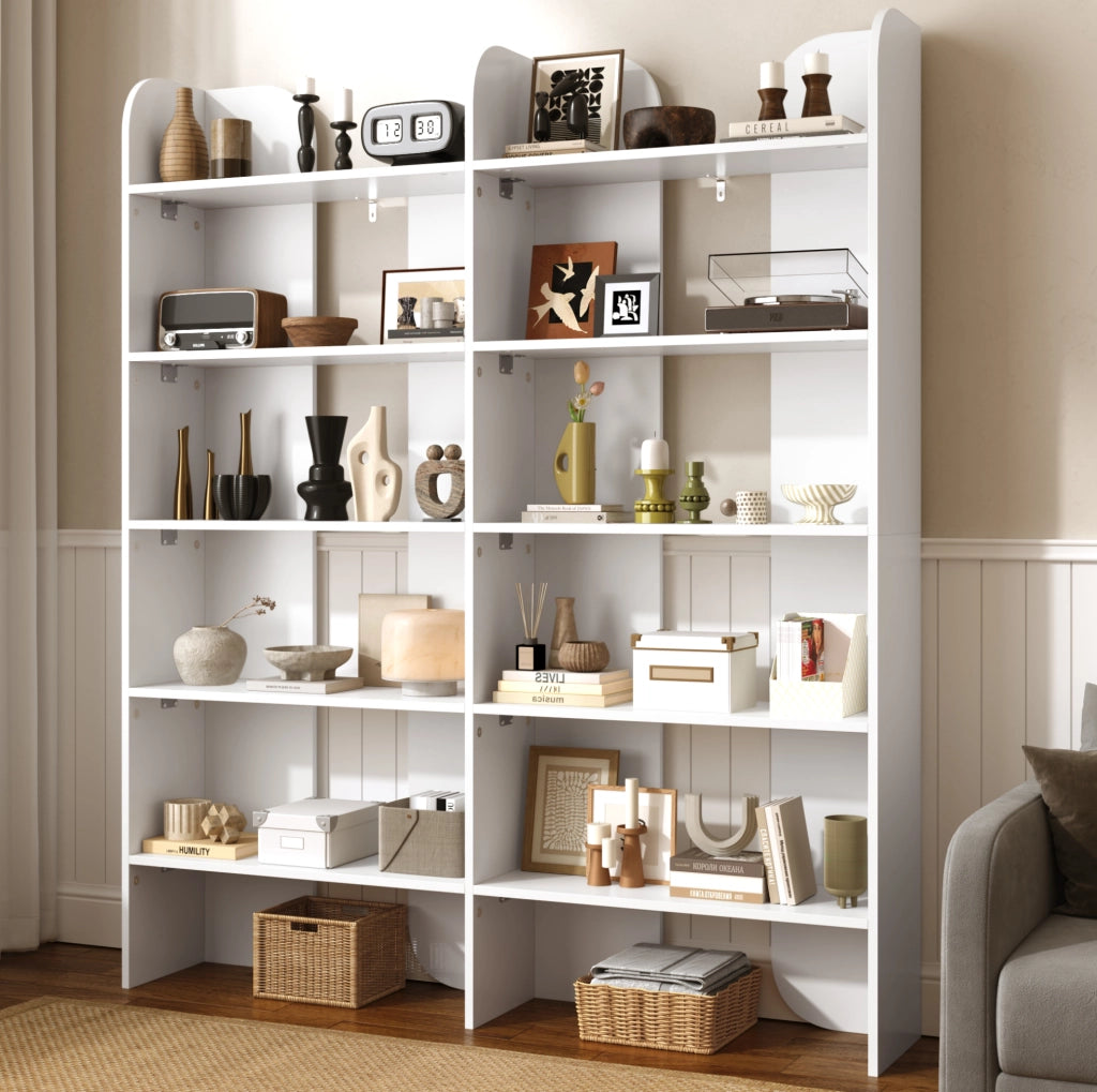 Libreria a 5 ripiani 135x25x160 cm in pannello truciolare bianco HAVRYA