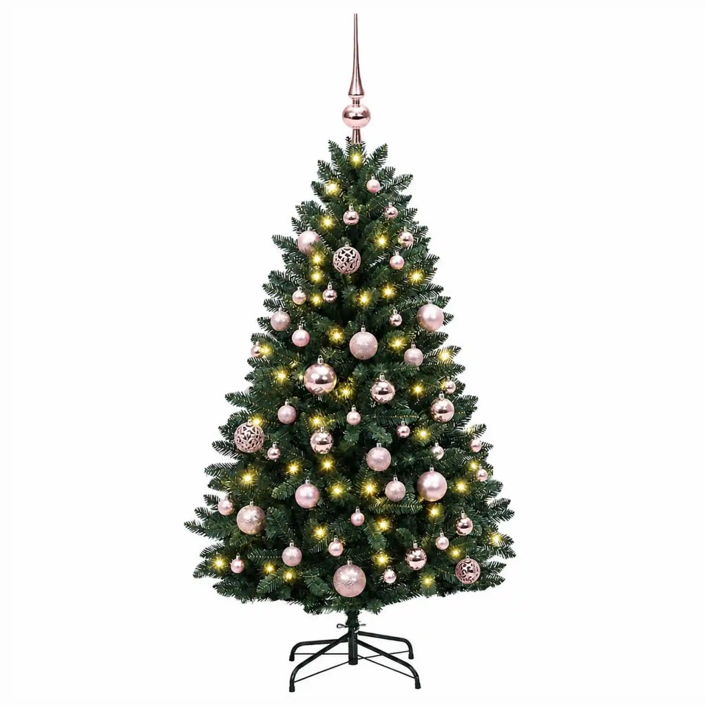Albero di Natale artificiale verde scuro con palline 120 cm 3465823