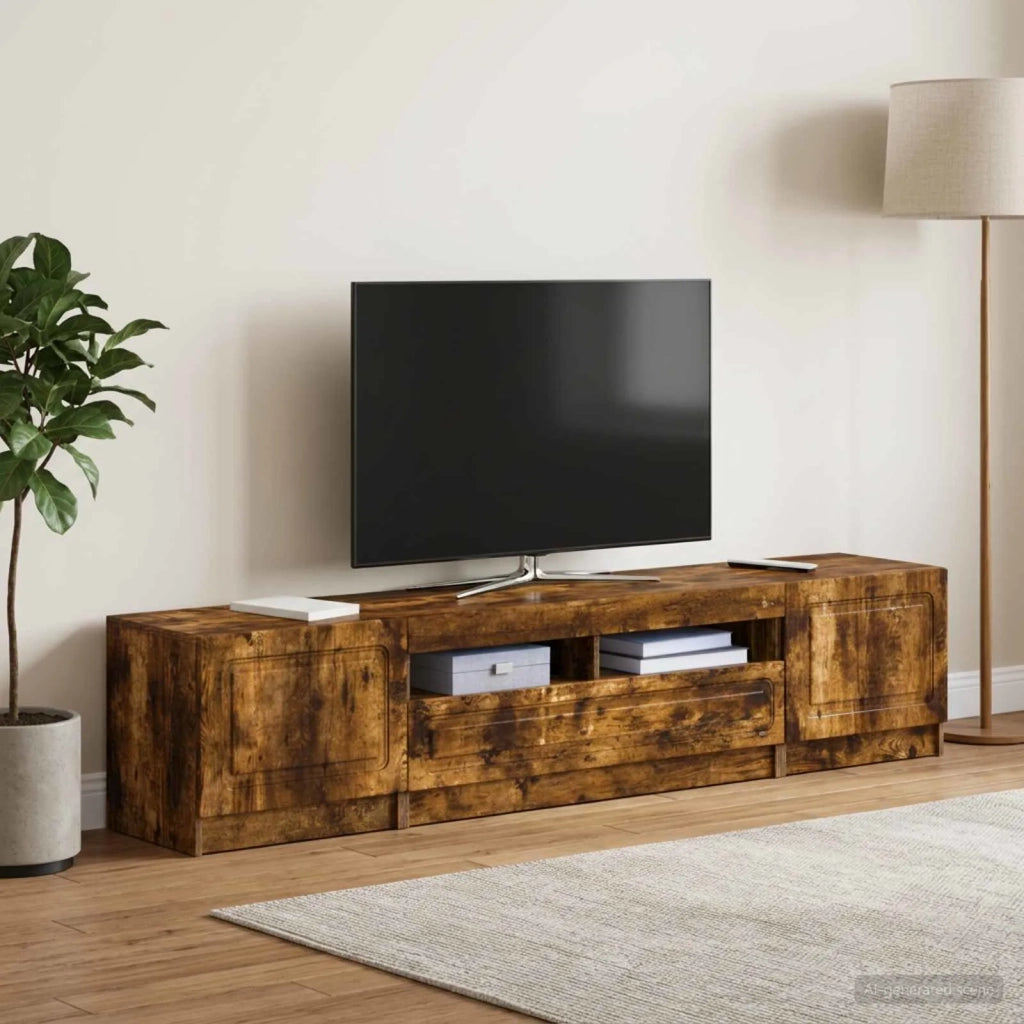 Mobile TV LED UTRECHT 3 pz Rovere Fumo Legno ingegnerizzato 3417007