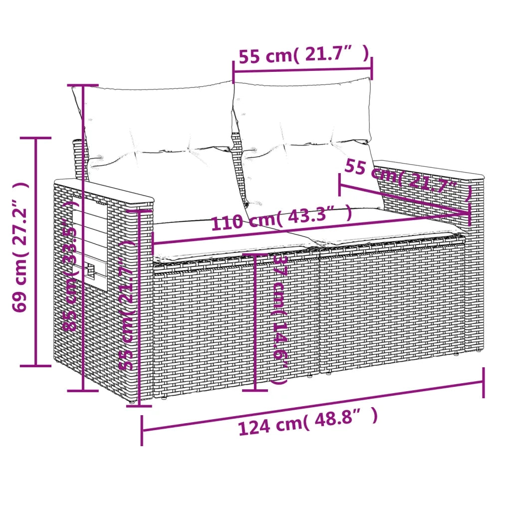Set Divano da Giardino 6 pz con Cuscini Beige in Polyrattan 3227101