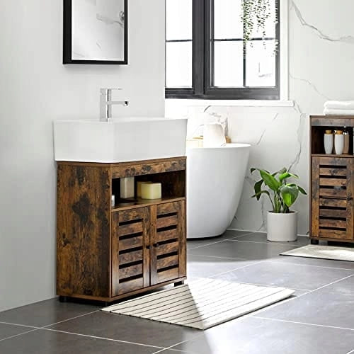 Mobiletto da bagno Valora rustico marrone sottolavabo in stile loft | durevole