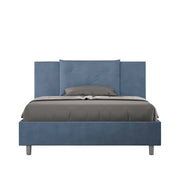 BS COM Letto una piazza e mezza senza rete imbottito 130x210 microfibra blu