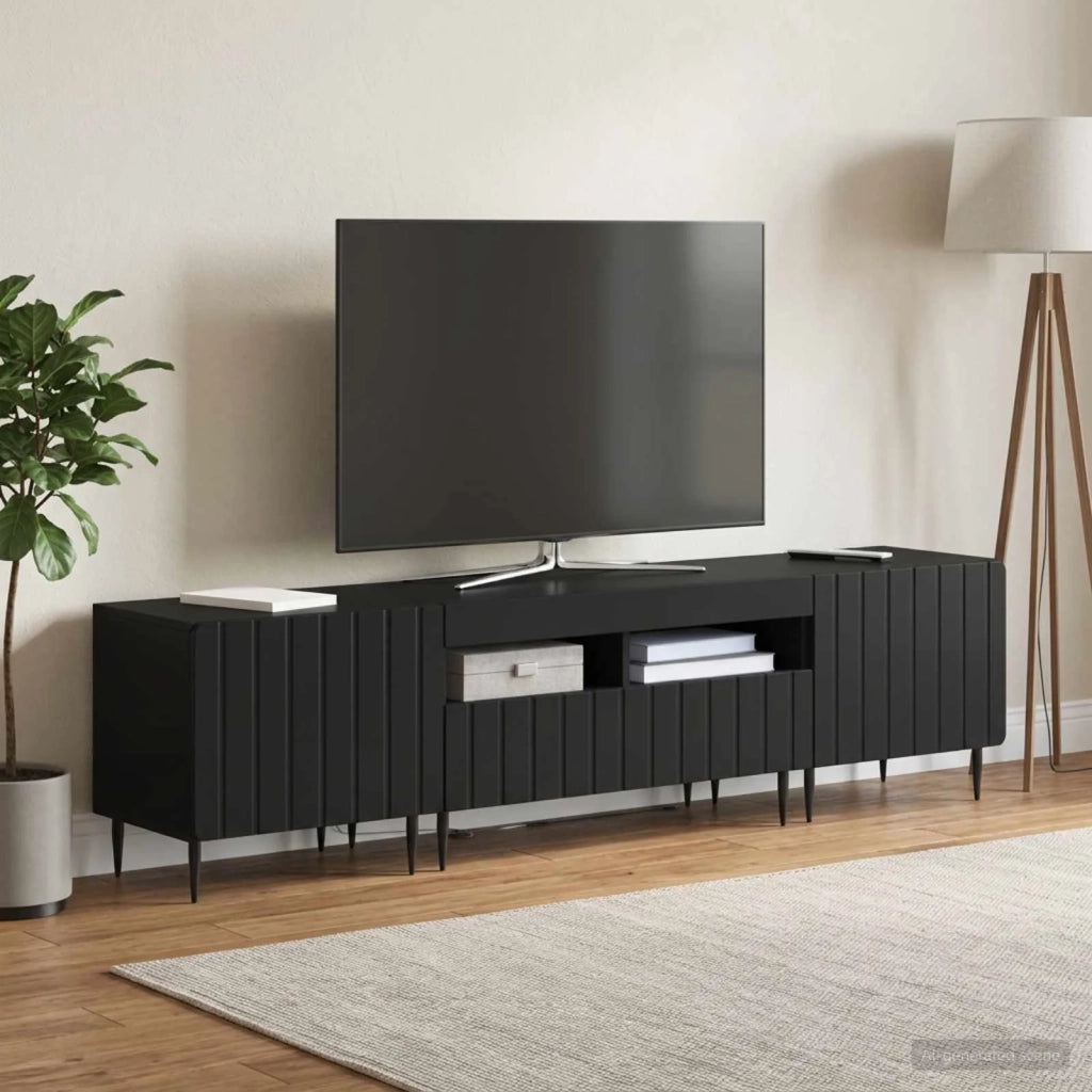 Mobile TV LED a 3 pezzi ZWOLLE Nero Legno ingegnerizzato 3416514