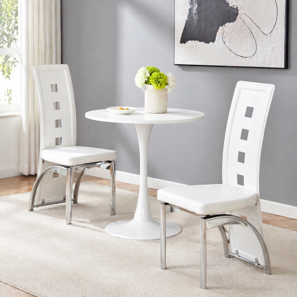 SEDIA da pranzo Set da 2 pezzi 102,5 cm PU bianco e metallo argento