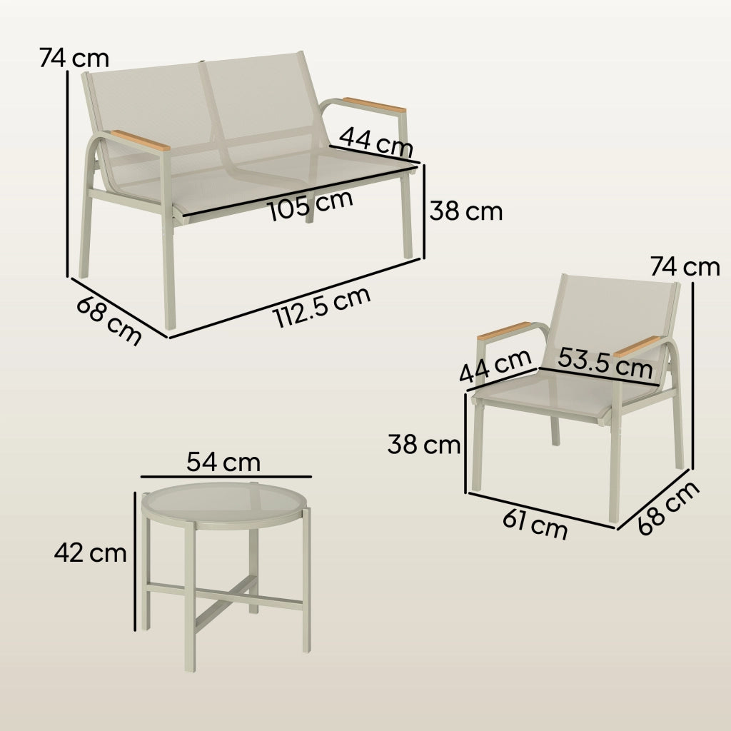 Set Divano da Esterno con Loveseat e 2 Poltrone, Verde