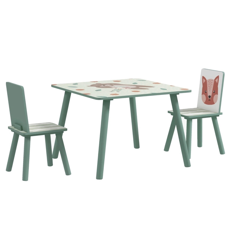 Tavolino per bambini con 2 sedie, set da salotto per bambini con 1 tavolo e 2 sedie, simpatico motivo animali, set per bambini dai 3 agli 8 anni,