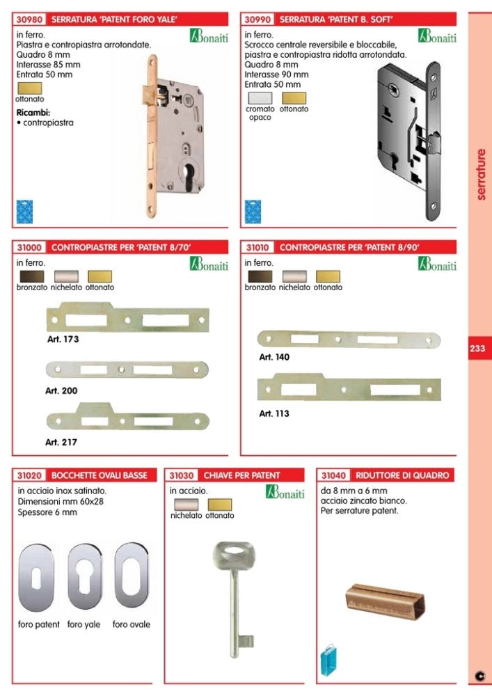 10pz chiave patent bonaiti nichelata n.8 cod:ferx.12819