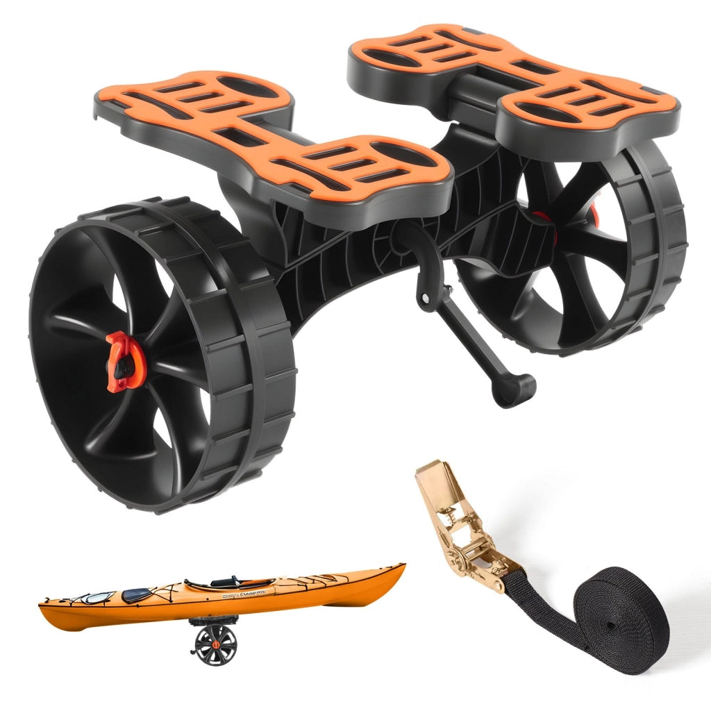 Carrello per Kayak e Canoe Carico 136,1 kg JH-P001 con Ruote in Gomma 25,4 cm e Cinghia a Cricchetto Resistente e Portatile per Tavole da Surf