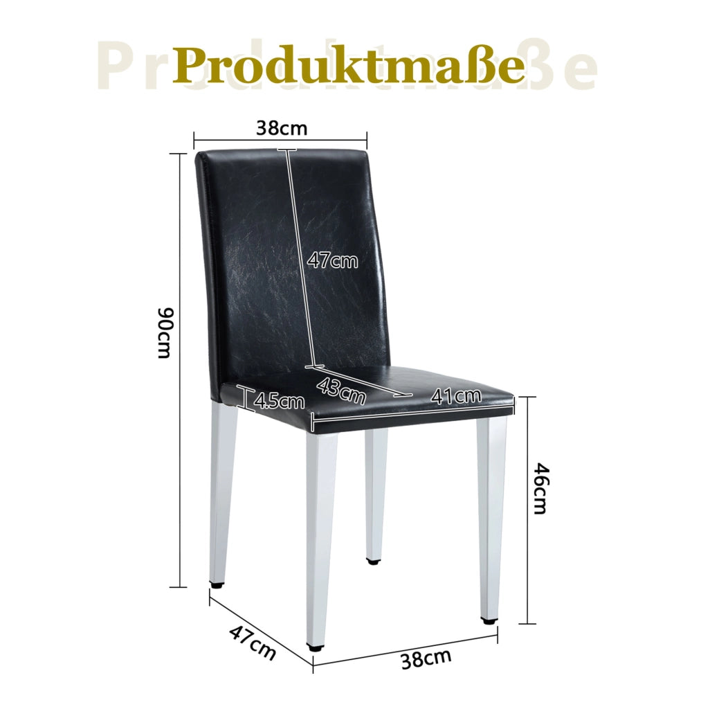 SEDIA da pranzo moderna Set da 4 pezzi 90 cm Nero/Argento in PU e metallo