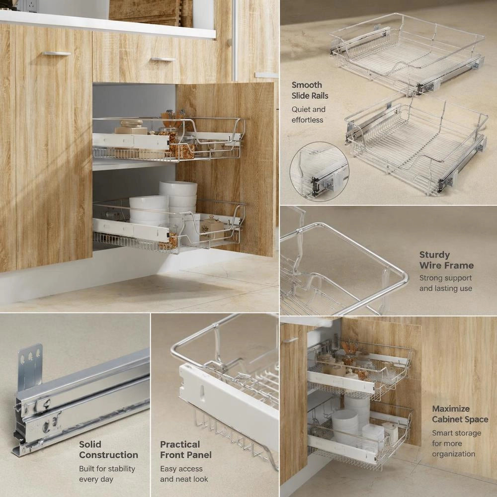 Built-in Drawer Basket Pull-out 2 Pcs. Silver 500 Mm