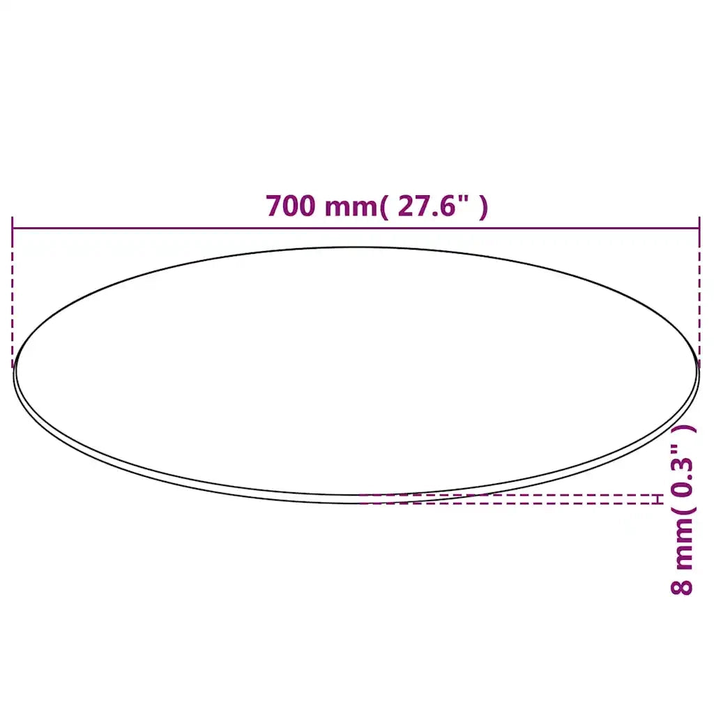 Dessus de table ronde en verre trempé 700 mm