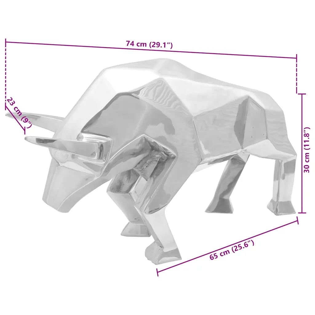 Scultura di toro Argento 74 x 23 x 30 cm Alluminio CFW5966679