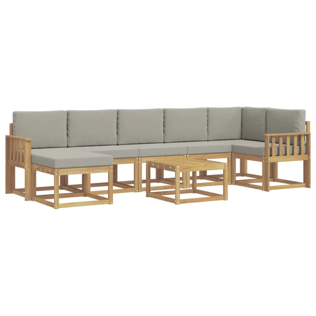Set di divani da esterno 8 pz Bianco e Grigio Chiaro 3387975
