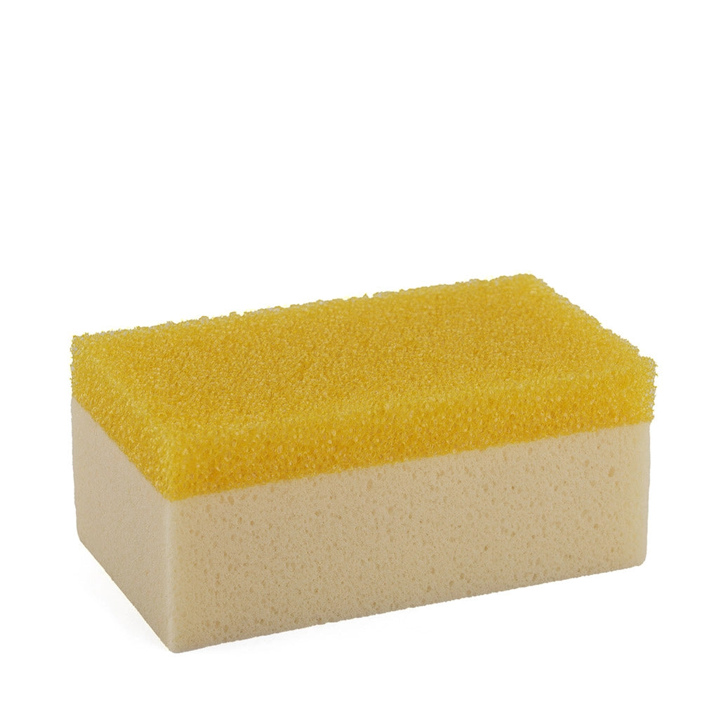 Spugna manuale gialla+abrasiva 16x9x7 cm.