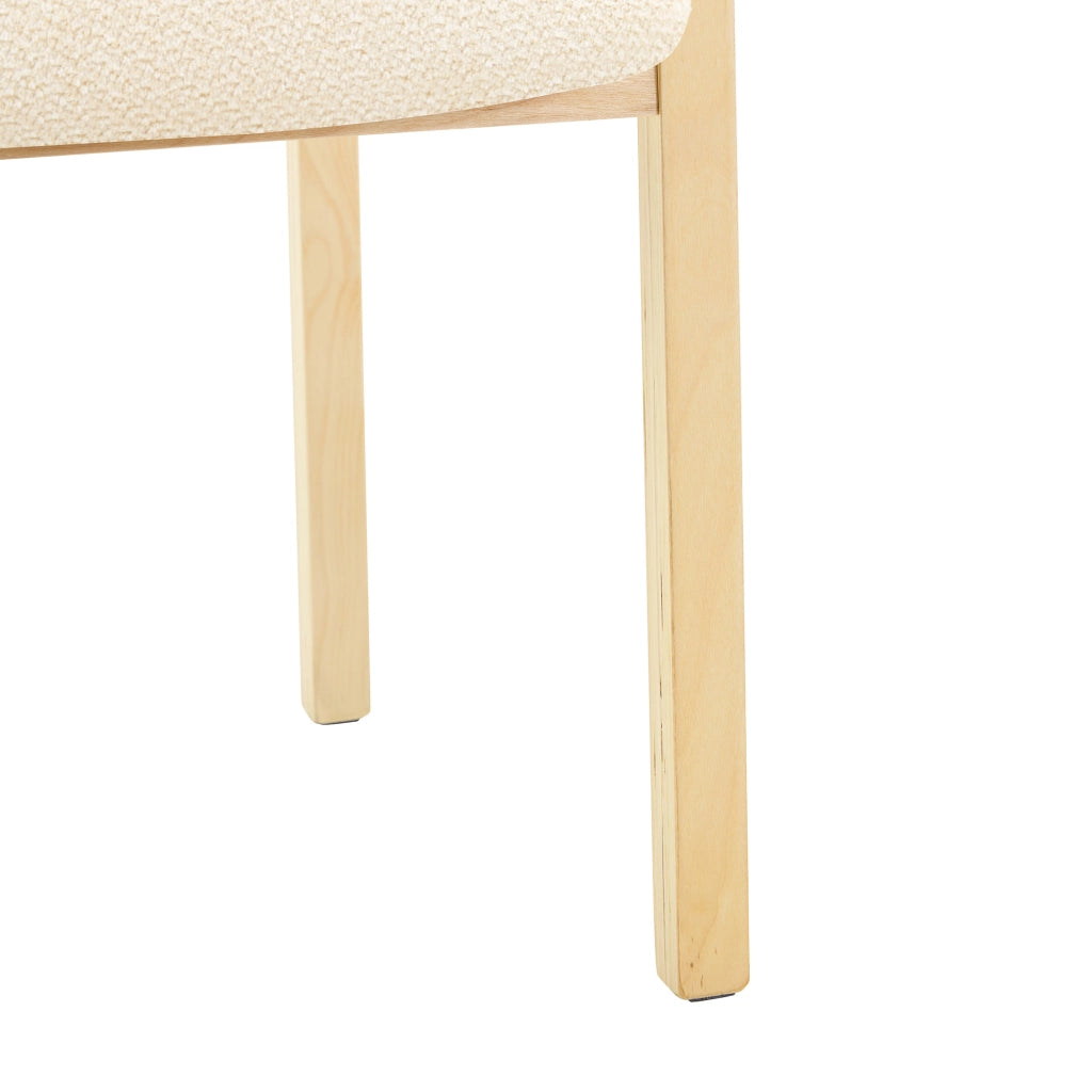 Sedia da pranzo con braccioli e schienale ergonomico in legno e tessuto teddy bianco
