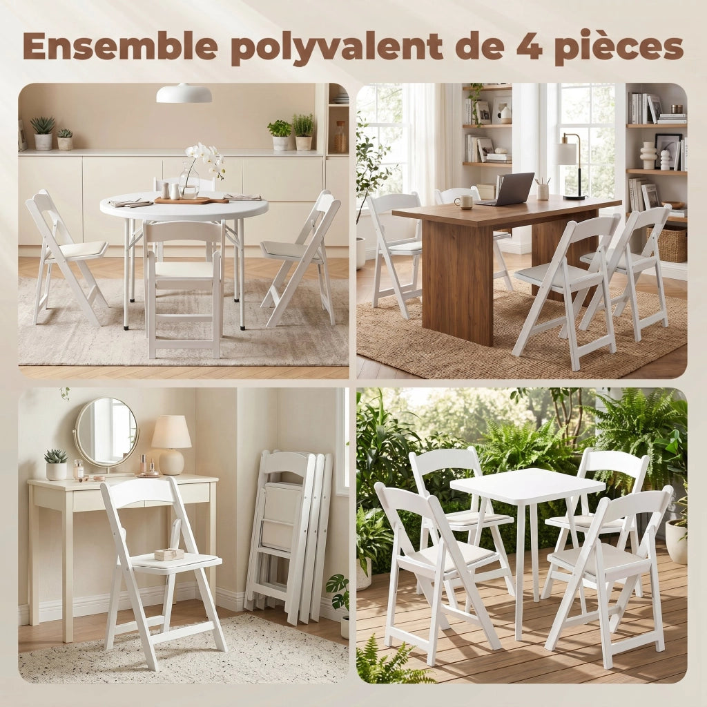 Sedia pieghevole ¨C Xylo ¨C 4 pezzi, resina e PU, 45x44x78 cm, bianco