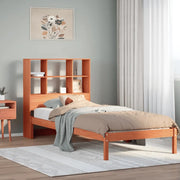Letto Libreria senza Materasso-Struttura Letto con contenitore Marrone Cera 100x200 cm in Pino 285616