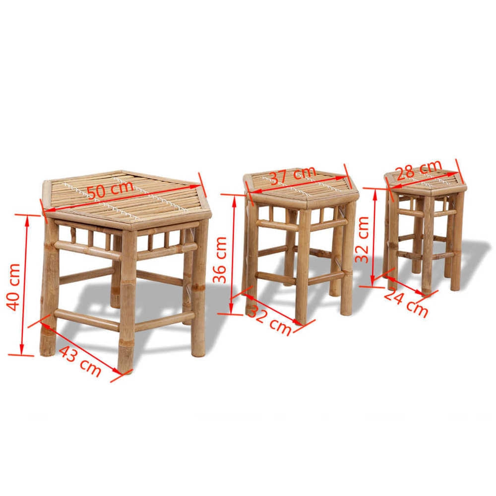 Garden Stools, 3 Pieces, Bamboo