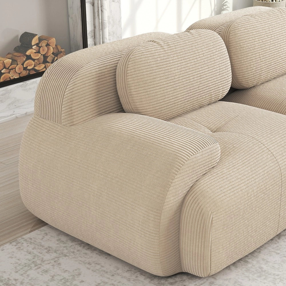 Divano angolare ¨C Minimal ¨C beige tessuto con cuscini