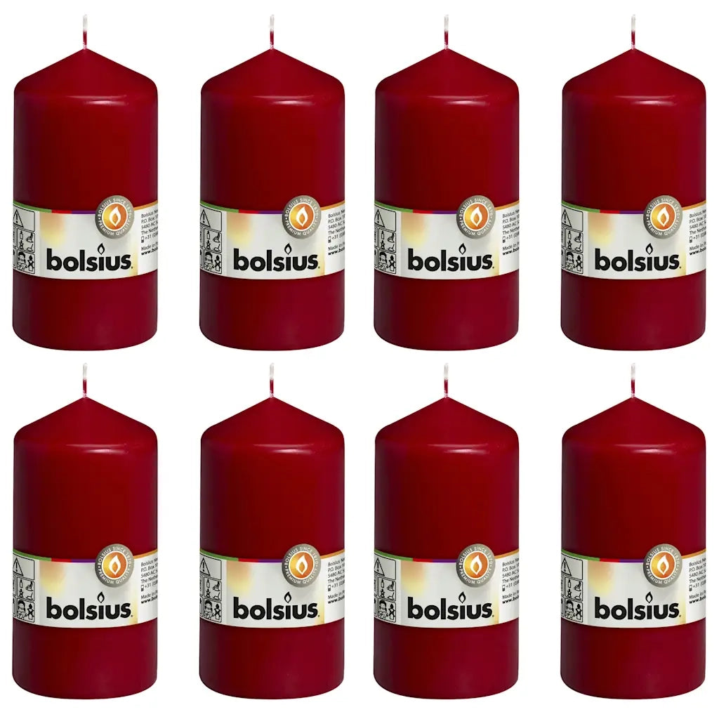 Bolsius Candele Moccoli 8 pz 130x68 mm Rosso Vino 428082