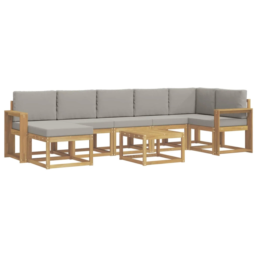Set di divani da esterno 8 pz Bianco e Grigio Chiaro 3387985